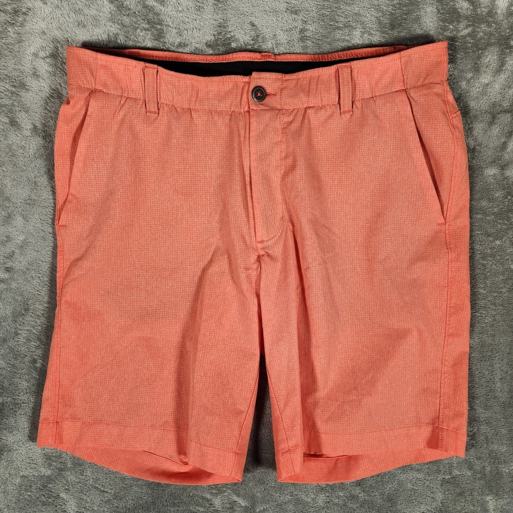Under Armour Golf Shorts Mens‎ 36 Coral Orange Excellent HeatGear 1309551